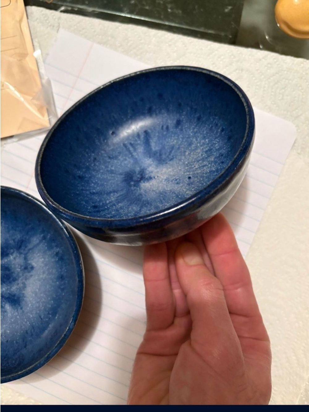 Deep Blue Ceramic Serving Bowls - Elegant Home Dining. Hand made in the USA - Picture 3 of 4